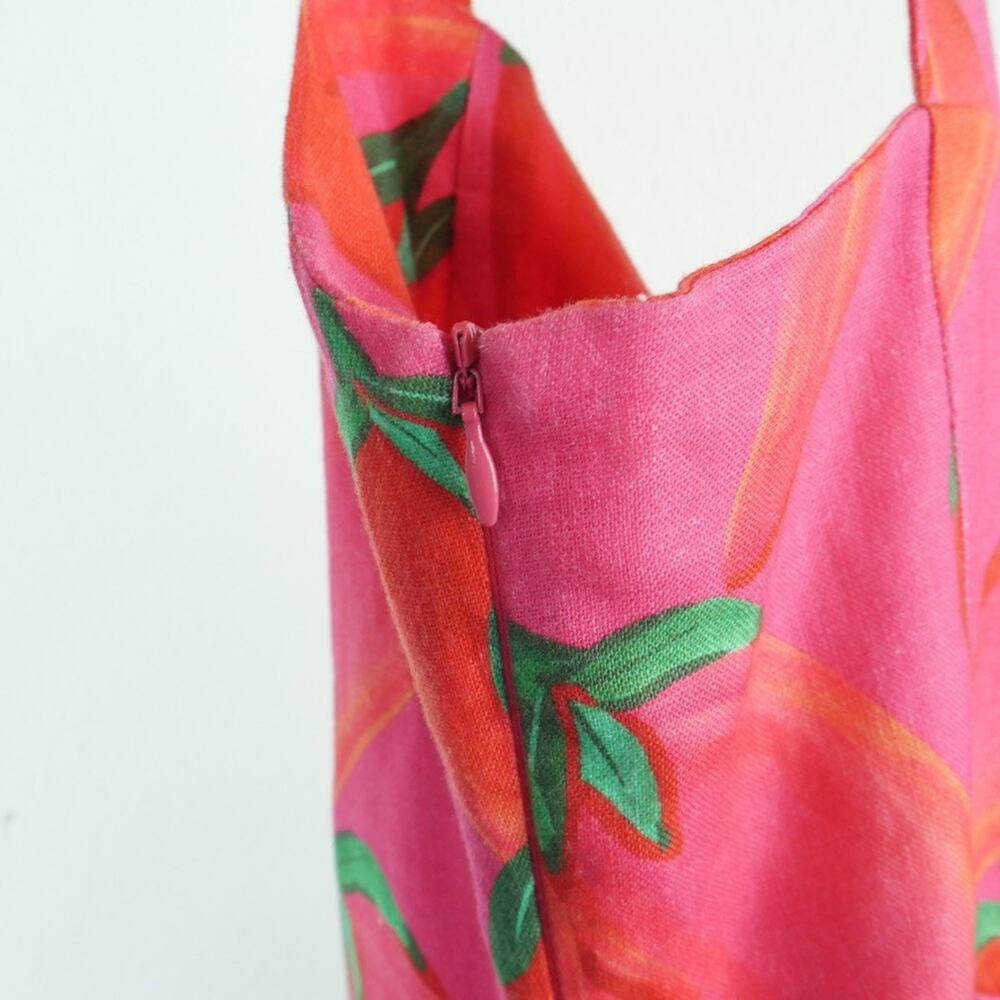 Farm Rio Mini Dress 100% Linen Pink Pepper Novelty Print Resort Vacation Summer - Picture 10 of 11